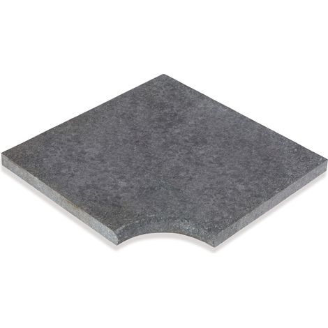 Angle Rentrant pour margelles Pierre Naturelle Granit - 47,5x47,5x3 cm - Bord rond - Noir (1/2)