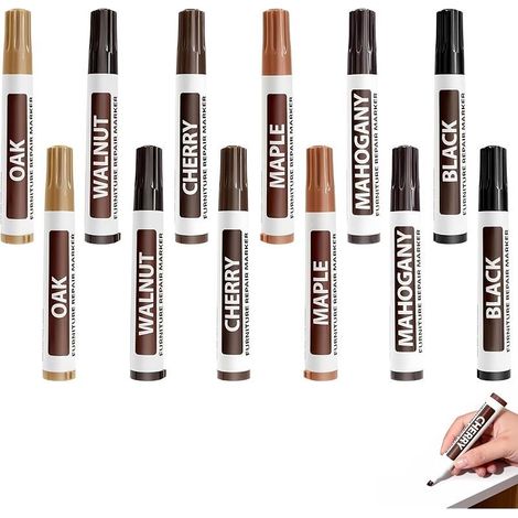 12 Pieces Furniture Repair Pencil, Furniture Touch Up Markers, Scratch Repair Markers for Wood Furniture, for Laminate Flooring and Wood Furniture (12) (1/5)
