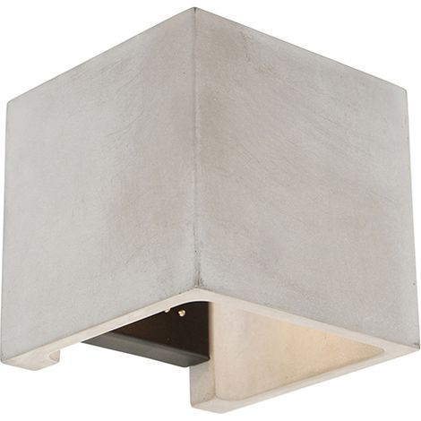 Applique murale carrée en béton gris – Style rustique – Dimensions 14x14x14cm – Douille G9 pour intensité variable (1/4)