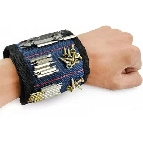Bracelet magnétique, bleu, 3310cm, 1 pièce, dos adhésif, Velcro, outils de quincaillerie, tournevis, tournevis, bracelet magnétique. (1/5)