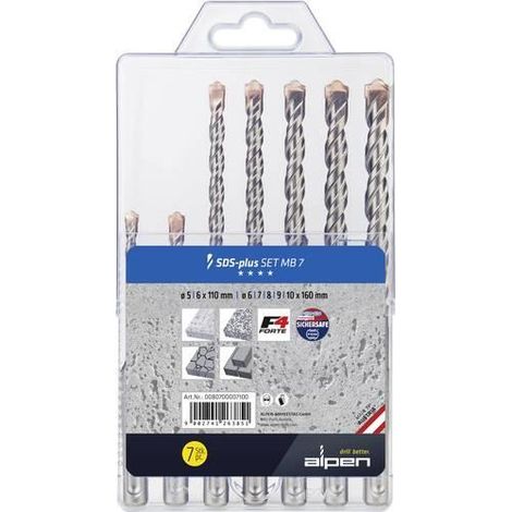 JEU DE FORETS POUR BÉTON ALPEN 0080700007100 ACIER 5 MM, 6 MM, 7 MM, 8 MM, 9 MM, 10 MM 1 SET (1/2)