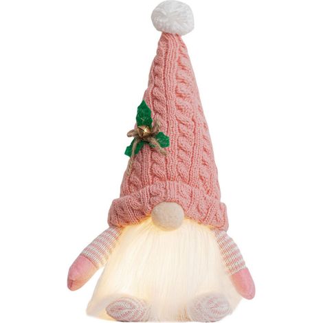 Gnome De Noël Éclairé - 30 Cm - Fonction Lumineuse À Piles - Décoration De Table Pour Fêtes D'hiver - Lot De 1 (1/5)
