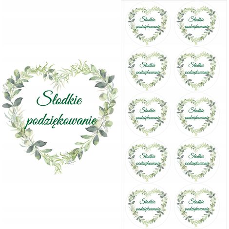 Adesivi Sweet Thank You Decoration Heart Boho Leaves Communion 50mm 10 pezzi.