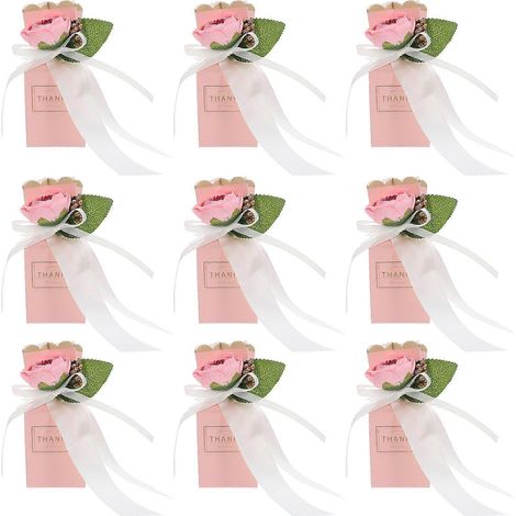 Boîte à dragées en sucre avec ruban, idéale pour un mariage (12 pièces). Cadeau parfait pour tous vos événements. (1/5)