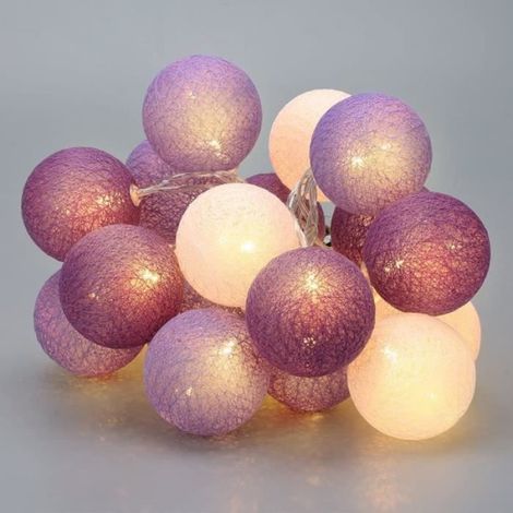 Guirlande Lumineuse - Boule Coton - 6 M - 40 LED - Violet - Intérieur (1/4)