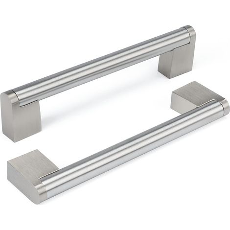 Lot de 10 Poignée Meuble Poignee de Meuble Cuisine Inox -LSJ14BSS128 Poignée de Porte Poignée Cuisine Nickel Brossé en Acier Inoxydable Entraxe 128mm (1/5)