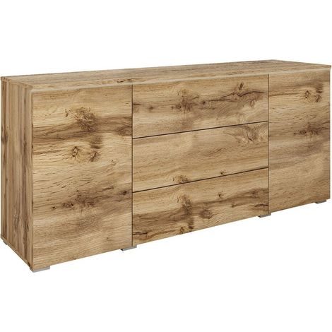 Cómoda Mirfivo 102, Roble wotan, Con cajones y puertas, Número de cajones: 3, 66x150x40cm
