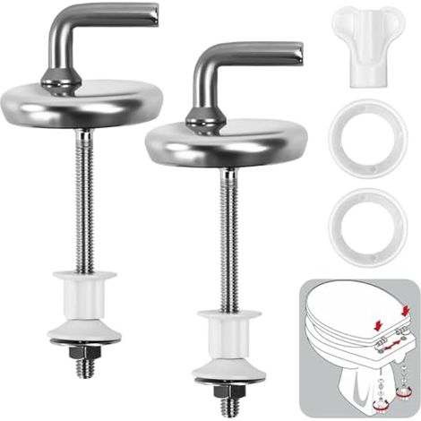 2PCS Attaches Charnière Abattant WC Abattant Toilette Siège en Acier Inoxydable, Fixations pour Abattants de WC Kit d'Accessoires de Fixation Compatible avec la Plupart des Toilette (1/5)