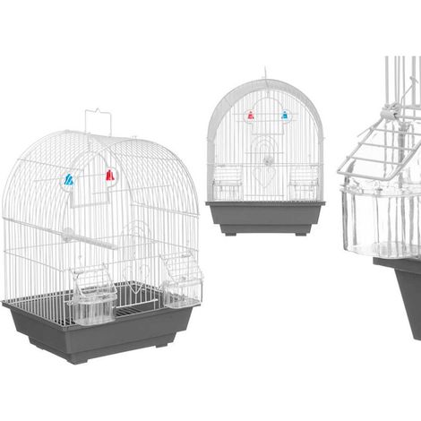 MASCOW jaula arco metal blanca y gris , Jaula Arco Mascow 30 × 23 × 38 cm blanca, una jaula práctica y resistente, ideal para proporcionar un espacio seguro y cómodo a pequeños páj (1/3)
