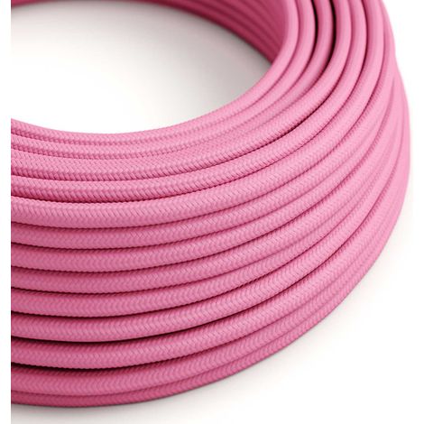 Creative-Cables Cavo elettrico rivestito in tessuto, 2 x 0,75 mm², 50 m, Rosa Fucsia RM08, Rotondo effetto seta