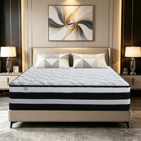 YIDATONG Matelas 160x200 cm - Épaisseur 26 cm - Luxe - Extrêmement - Durable - Respirante - Fermeté Moyenne - Literie - Matelas Memoire De Forme - Noyau à Ressort indépendant - Ergonomique - 7 Zones