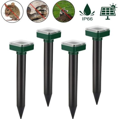 Solar Répulsif anti-taupes pour animaux à ultrasons pour lutter contre la taupe et la lutte contre la taupe et la lutte contre les nuisibles avec IP56 pour le jardin Lot de 4 (1/5)