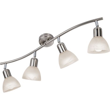 LED Deckenleuchte Wohnzimmerlampe Deckenspots Metall Glas Alabaster B 70 cm (1/2)