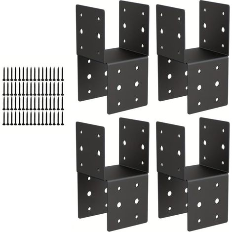 Stahlkappen für 4x4 Holzpfosten 4er Pack schwarze