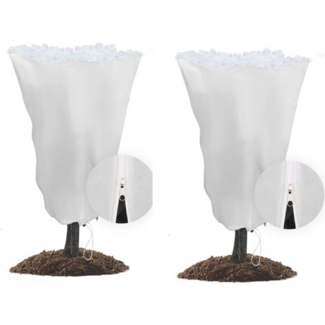 Blanc,Voile Hivernage Plante Exterieur, Lot de 2 Housse d'hivernage pour Plantes en Pot, 80 x 100cm Contre Le Froid et Le Gel, 60g/m² bâche Protection Arbustes Couverture (1/5)