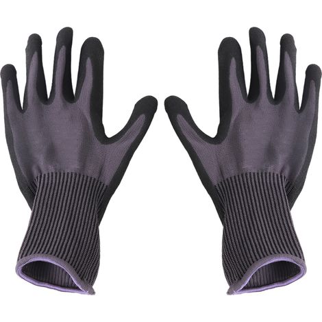 Ortviai Gants de Travail en Nitrile Imprégné – Noir et Gris, Taille S, 1 Paire, pour Jardinage, Entretien et Entreposage