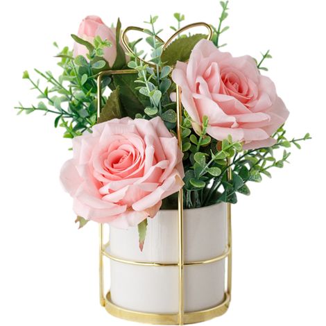 Hydrangea Artificielle - Pot en Céramique Blanc - Fleur Suspendue ou sur Table - Décoration Intérieure Maison Bureau - 1 Pièce (1/5)