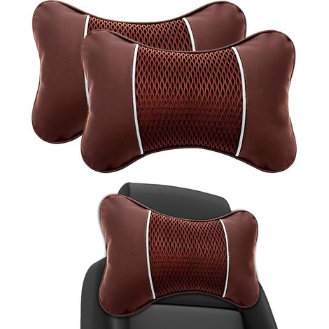 Ein Set aus 2 Nackenstützkissen für Autositze, Nackenkissen für Autos, Kopfstützen für Autositze und Autozubehör (braun).