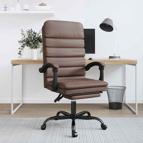 vidaXL Silla de oficina reclinable masaje cuero sintético marrón (1/5)