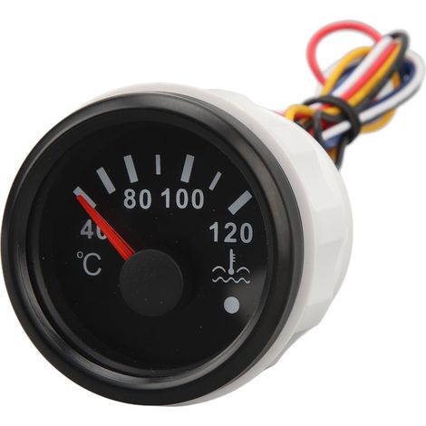 Indicatore di temperatura dell'acqua da 52 mm, da 40 a 120 °C, lancetta DC9 32V con retroilluminazione per camper, yacht, barche da pesca, ghiera del quadrante nera. (1/5)