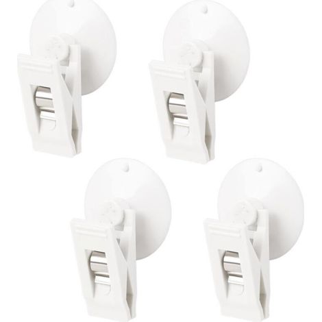 Set di 4 ventose bianche impermeabili per tende da doccia, clip in plastica multifunzionali con ventose per bagno, supermercato, finestra, casa