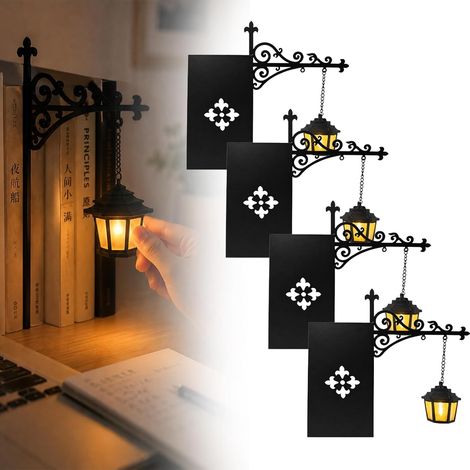 Lampada a LED da libreria (2/3/4 pezzi), illuminazione decorativa per libreria con lanterna sospesa, regalo per gli amanti dei libri. (1/5)