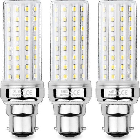 Ampoules LED maïs 20 W, équivalent 150 W incandescent, 2 300 lm, blanc chaud 3 000 K, culot B22, lot de 3-AquaForge (1/5)