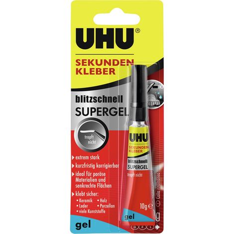 UHU Sekundenkleber Blitzschnell Supergel Lösungsmittelfrei, 10g (1/2)