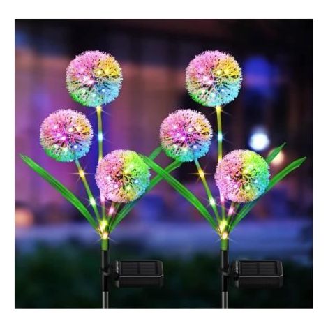 6 pièces Lampe Solaire Pissenlit, 36 LED colorées, étanche IP65, décoration lumineuse jardin extérieur (1/4)