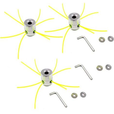 Lntyq Lot de 3 Aluminium fils Tête Coupe-bordure Tête double fil bobine Tête fil nylon pour débroussailleuse à essence Tondeuse à Gazon, Tete universelle multifils pour fil (1/5)
