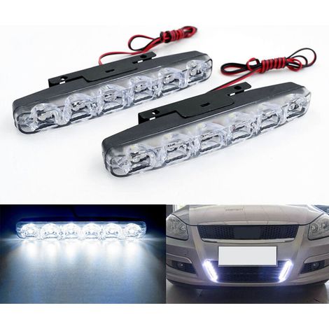 par de luces antiniebla DRL de luz blanca xenón superbrillantes, 6 LED, luz de carretera. (1/5)