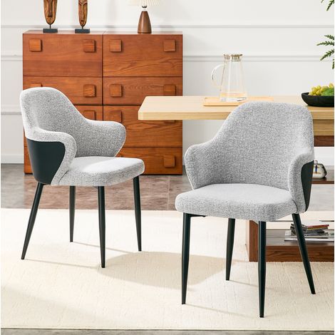 Set di 2 sedie da pranzo 83 cm in tessuto grigio e nero, con struttura in metallo stabile (1/5)