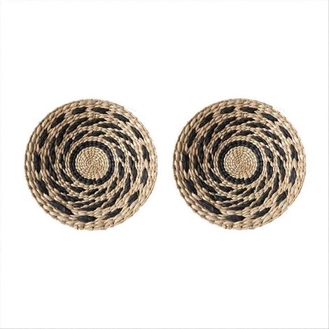 Déco murale bohème artisanale, suspension en paille tressée, diamètre 30 cm, ornement ethnique pour intérieur (1/5)
