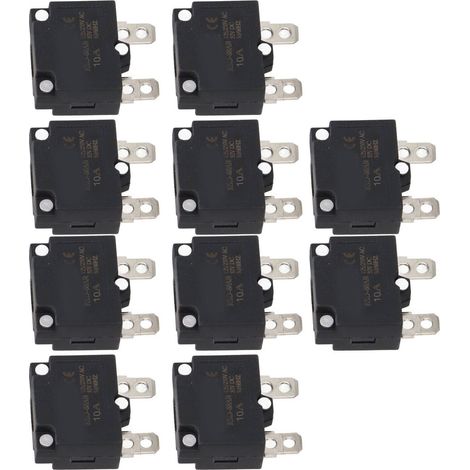 Lot de 10 fusibles/disjoncteurs de surcharge à réarmement automatique, adaptés aux accessoires de poussettes pour enfants, 125/250 V CA, 10 A