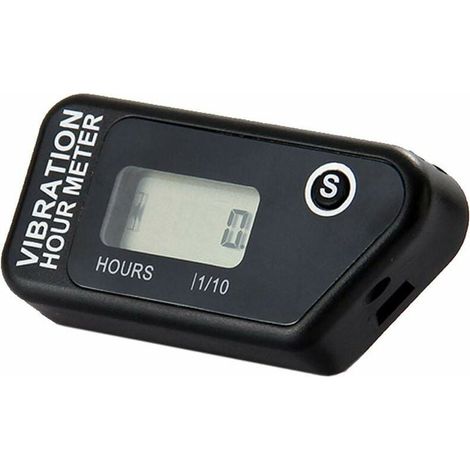 Contaore digitale a vibrazione completamente impermeabile, contaore a vibrazione ripristinabile, wireless per tutte le macchine vibranti, motoslitte, quad (nero) (1/5)
