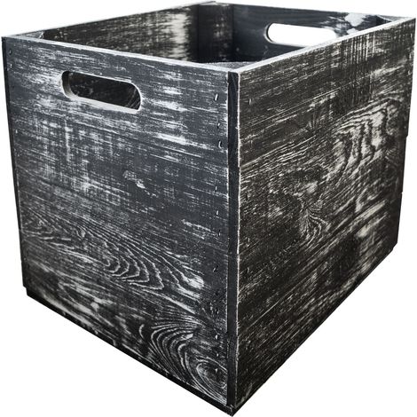 Holzkiste Shabby schwarz passend für Kallax und Expeditregale (1/5)
