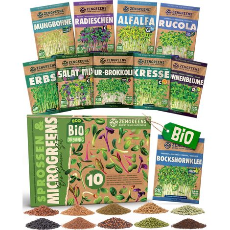 Bio Sprossensamen Set 10 Sorten Keimsaat Sprossen und Microgreens (1/5)