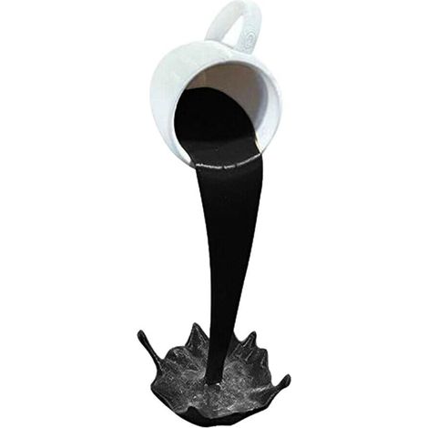 Tasse à café flottante sculpture résine, tasse renversée effet déversement, décoration originale pour bureau maison (1/5)