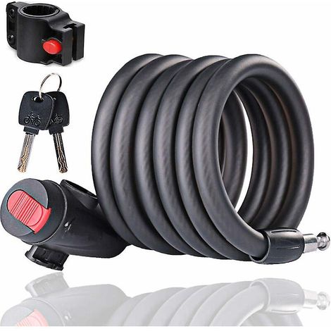 le Niveau De Scurit Du Cadenas De Vlo Est Trs Lev 180cm, Cadenas De Vlo  Cble Spiral, Cadenas De Cble De Verrouillage De Scooter, Cadenas De Vlo A (1/5)