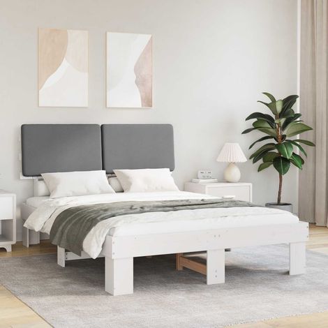 Estructura de Cama con Cabecera Tapizada Gris Claro