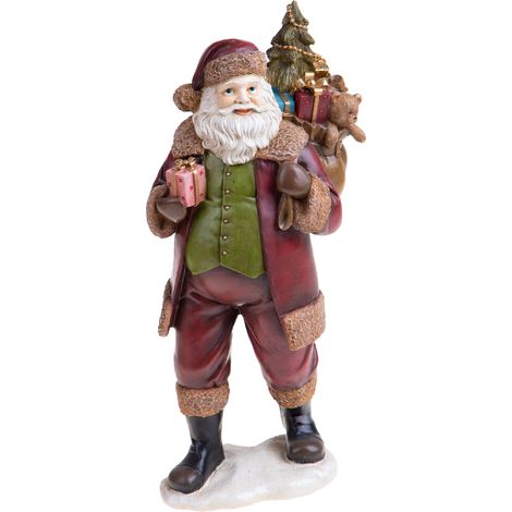 Statuetta babbo natale con sacco in resina per decorazioni natalizie (1/3)