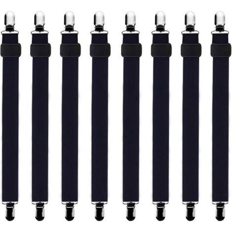 8Pcs (30cm à 120cm) Tendeur Drap Housse Lit Drap Réglable,Tendeurs de Maintien,Convient à Tous Lits et Matelas,Noir (1/2)