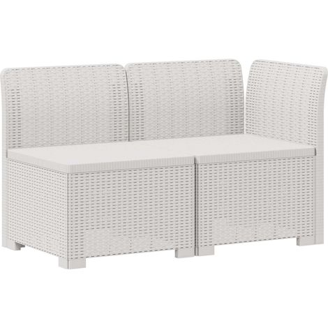 2-Sitzer Garten-Sofa Rattan-Look PP Weiß vidaXL (1/5)