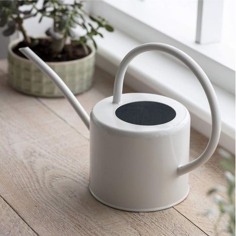 ® Arrosoir d’intérieur en acier galvanisé de 1,9 L pour plantes d’intérieur, design contemporain en métal avec bec étroit et poignée haute (craie) (1/2)
