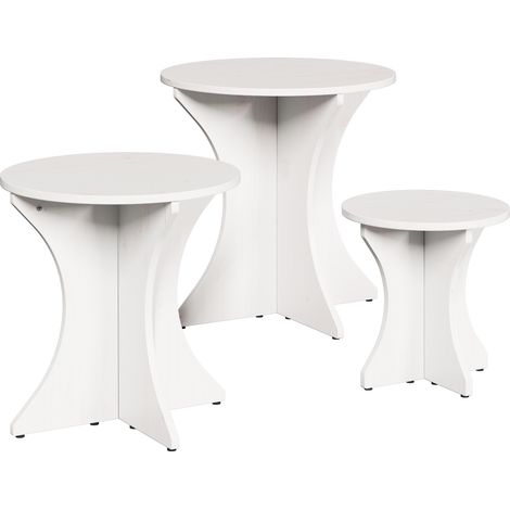 3 pcs Table basse,Table d'appoint,Table de Salon Blanc 46 x 46 x 47 cm Bois massif en pin CFW63909 (1/5)