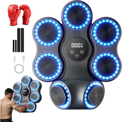 Machine de boxe musicale pour adultes et enfants, entraîneur de frappe interactif avec gants de boxe, sac de frappe mural de grande taille