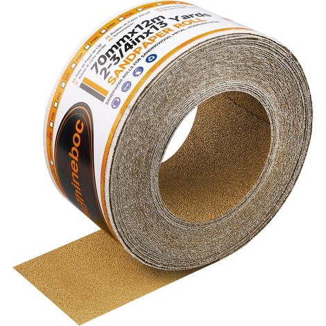70 mm x 12 m Rouleaux de papier de verre Attaches autocollantes, Pour le bois, le métal, le plastique, l'automobile, le bloc de ponçage, Grain 60 (1/5)