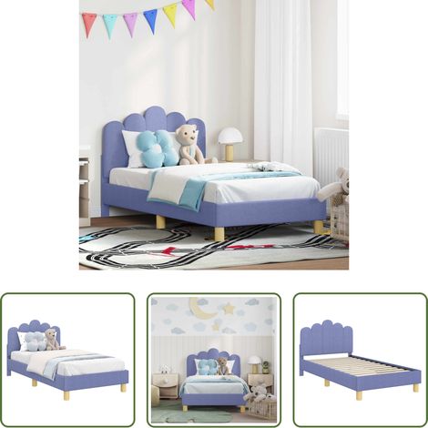 Kinderbettgestell -  Kinderbettgestell mit Kopfteil Jeans blau 80 x 160 cm Stoff (1/5)