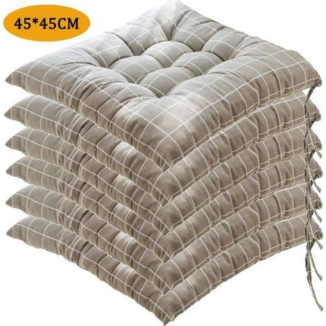 Lot de 6 Coussin de Chaise Coussins de Siège, Carré Tatami Respirant Schéma Coussins de Chaise Galette de Chaise, 4545cm,Style N (1/4)