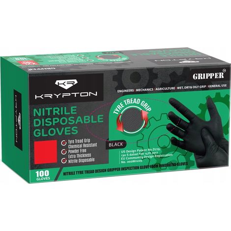 Schwarze Nitrilhandschuhe mit Gripper, Größe XXL (90) (1/5)